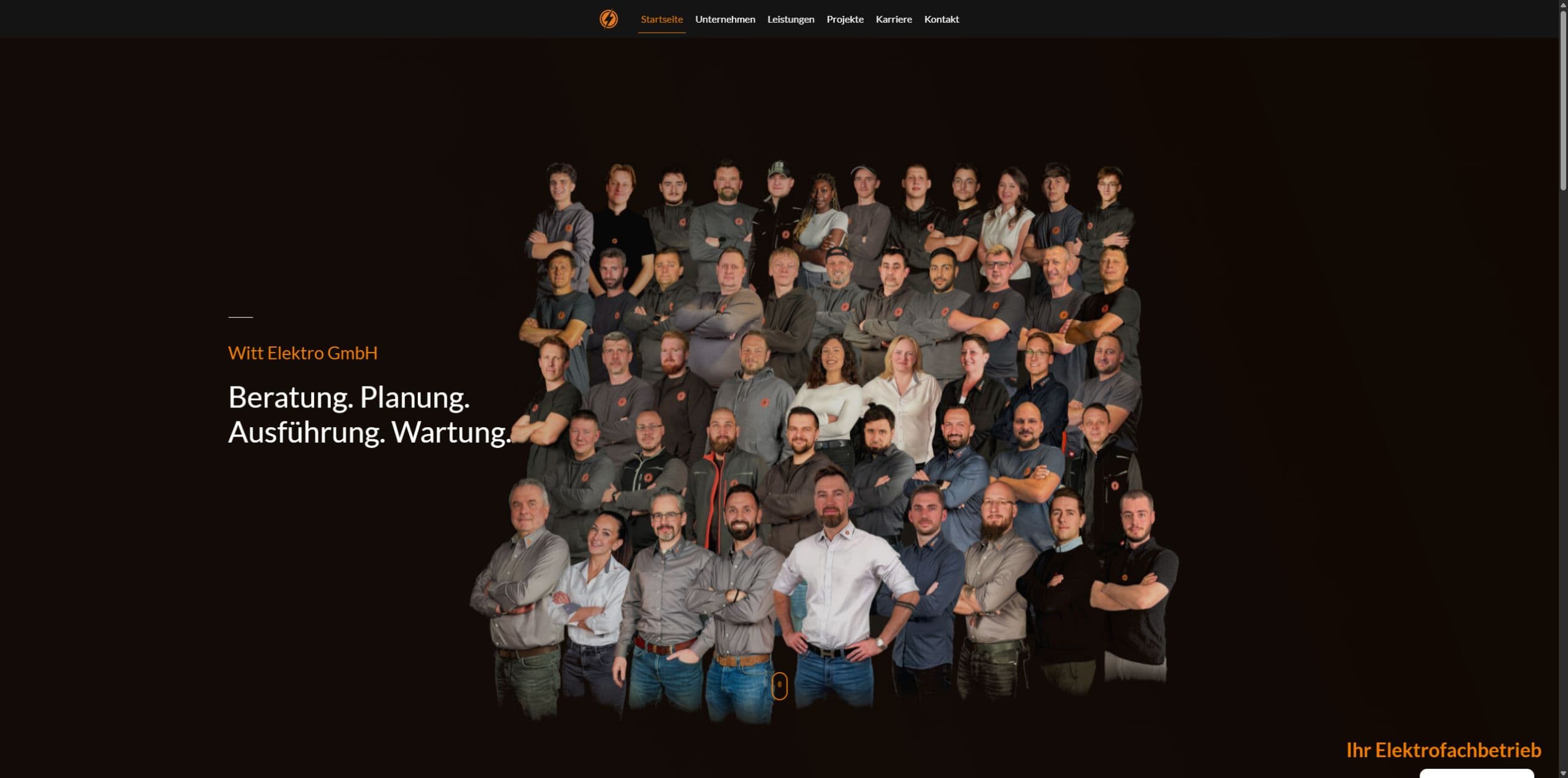 Aktuelle Website von Witt Elektro GmbH, Screenshot September 2026